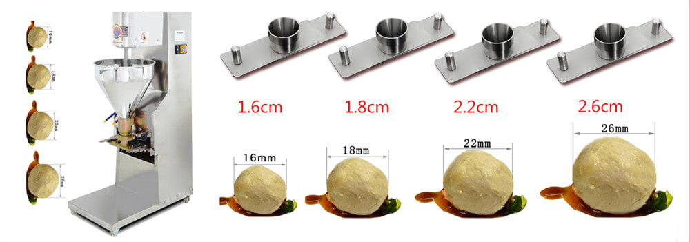 various sizes of meatball can be made by this meatball making machine