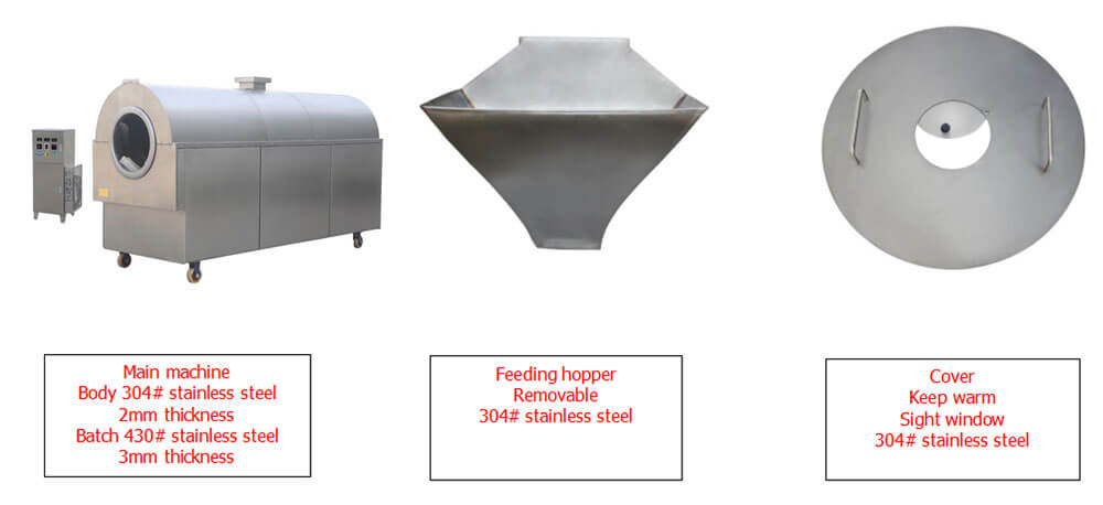 detailed features of automatic peanut roaster machine